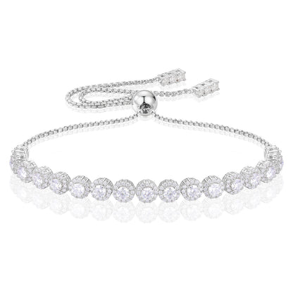 925 Silver Moissanite Gold Finish Adjustable Tennis Bracelet 3.5mm 5mm for Women TQB0332