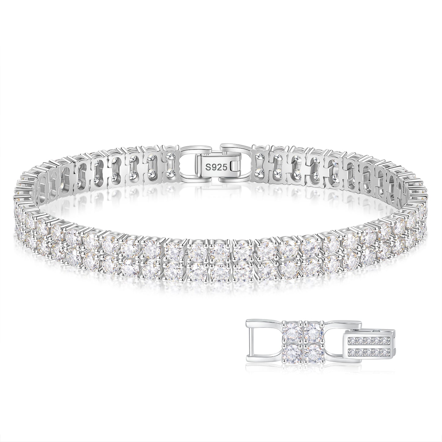 925 Silver Moissanite Double Row Tennis Bracelet for Women TQB0117