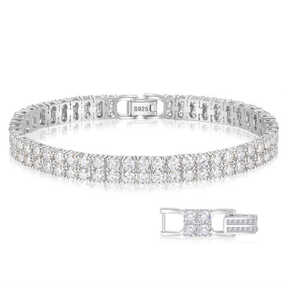 925 Silver Moissanite Double Row Tennis Bracelet for Women TQB0117