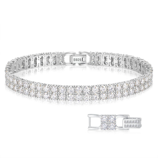 925 Silver Moissanite Double Row Tennis Bracelet for Women TQB0117