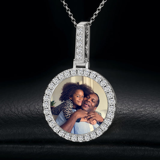 Mens 925 Silver Moissanite Custom Photo Pendant TQP0097