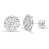 925 Silver Moissanite Triple Halo Round Cluster Stud Earrings TQE0559