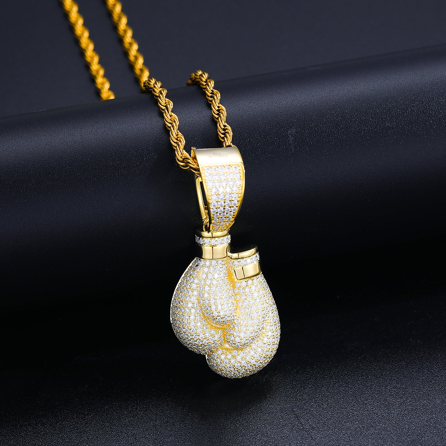 925 Silver Moissanite Iced Out Boxing Gloves Pendant TQP0237