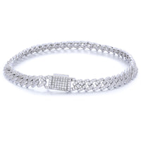 925 Silver Moissanite Iced Out Braided Link Bracelet for Men TQB0062