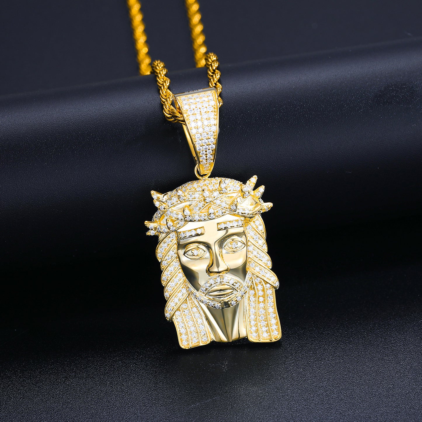 925 Silver Moissanite Iced Out Jesus Face Pendant TQP0240