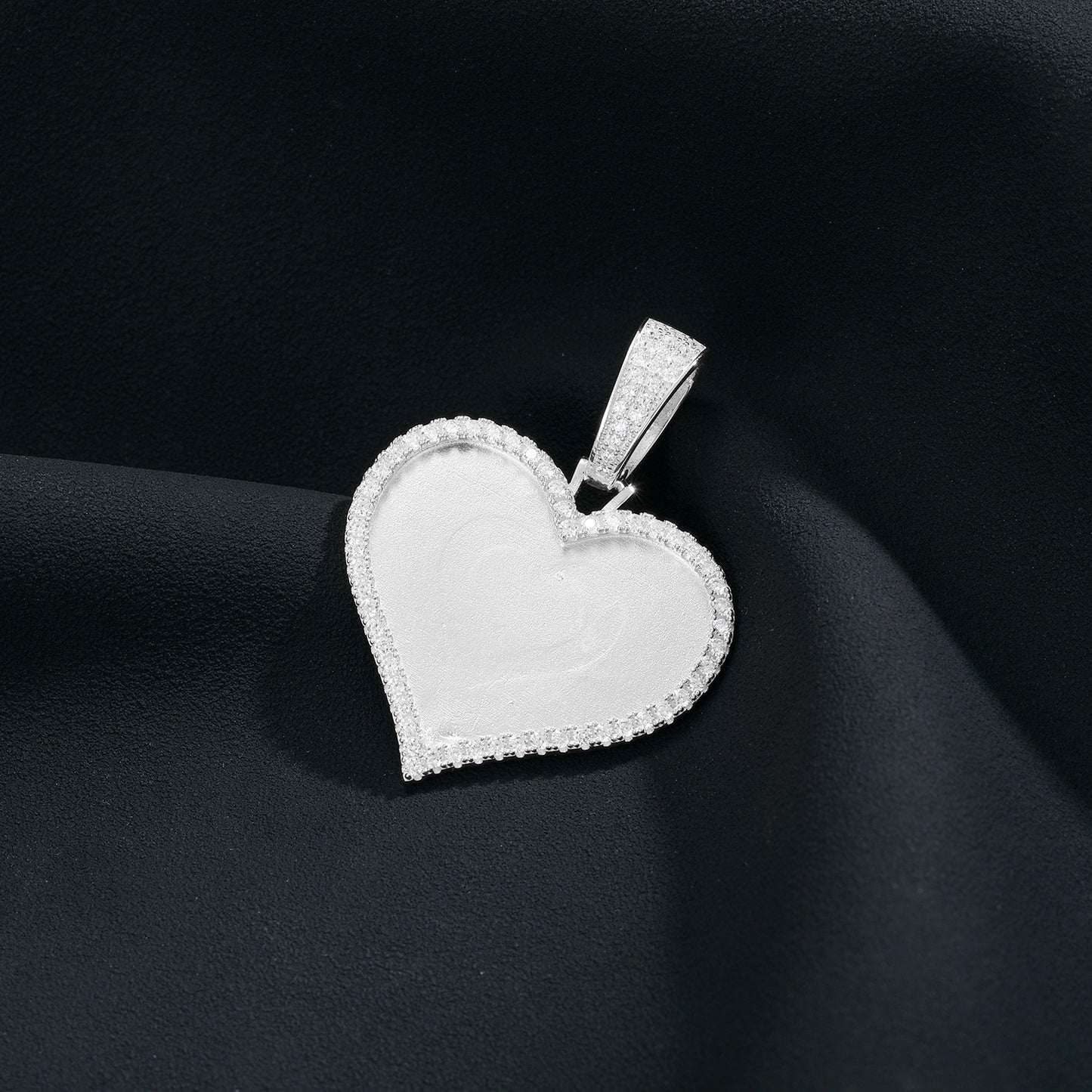 925 Silver Moissanite Heart Custom Photo Pendant TQP0298