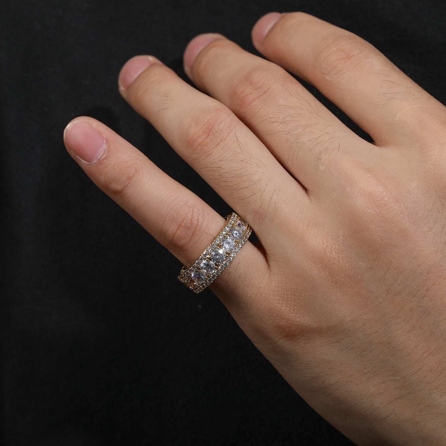 925 Silver Moissanite Round Cut Halo Band Ring TQR0044