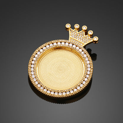 Custom Crown Photo Pendant Iced Round Picture Jewelry CZP0492