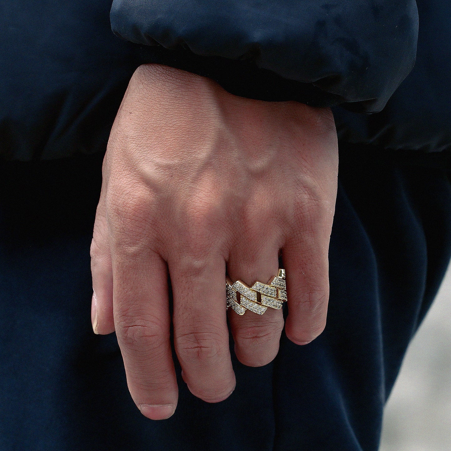 925 Silver Moissanite Cuban Link Ring TQR0043
