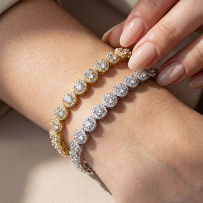 925 Silver Moissanite Gold Finish Adjustable Tennis Bracelet 3.5mm 5mm for Women TQB0332