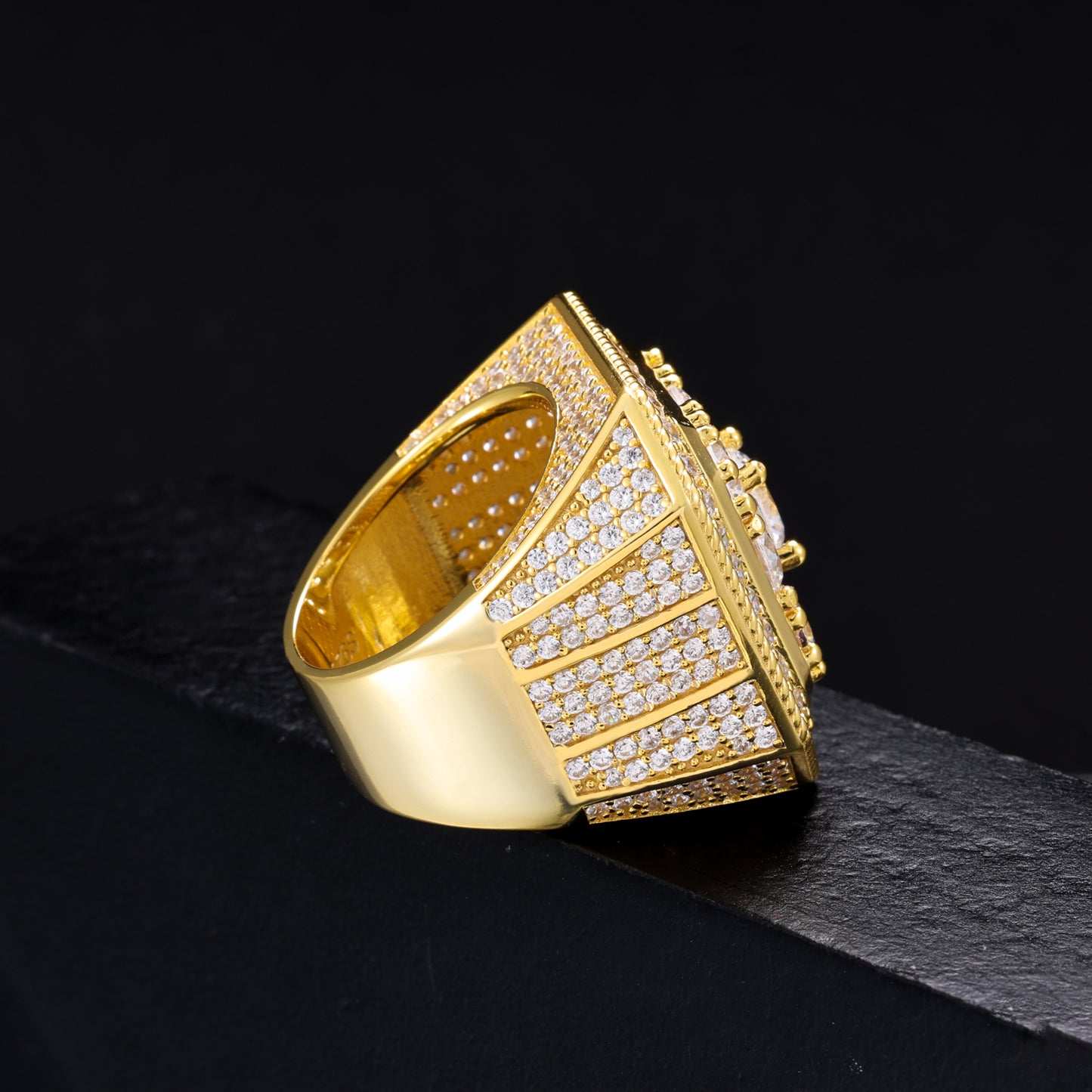 925 Silver Moissanite Square Cluster Signet Ring for Men TQR0357