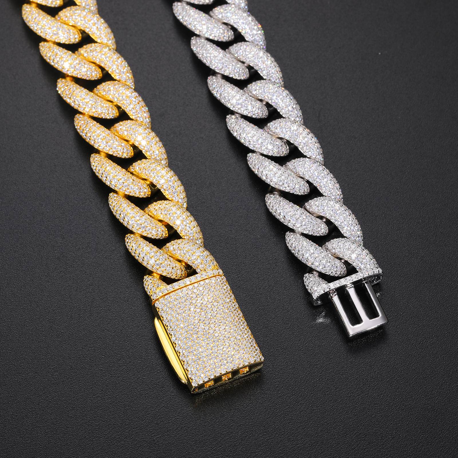 20mm S925 Micro Moissanite Cuban Link Chain - TUHE Jewelry