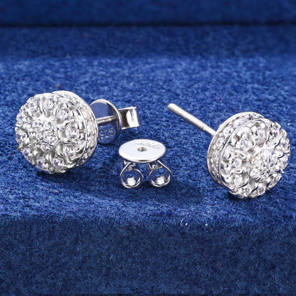 925 Silver Moissanite Sunburst Cluster Stud Earrings TQE0581