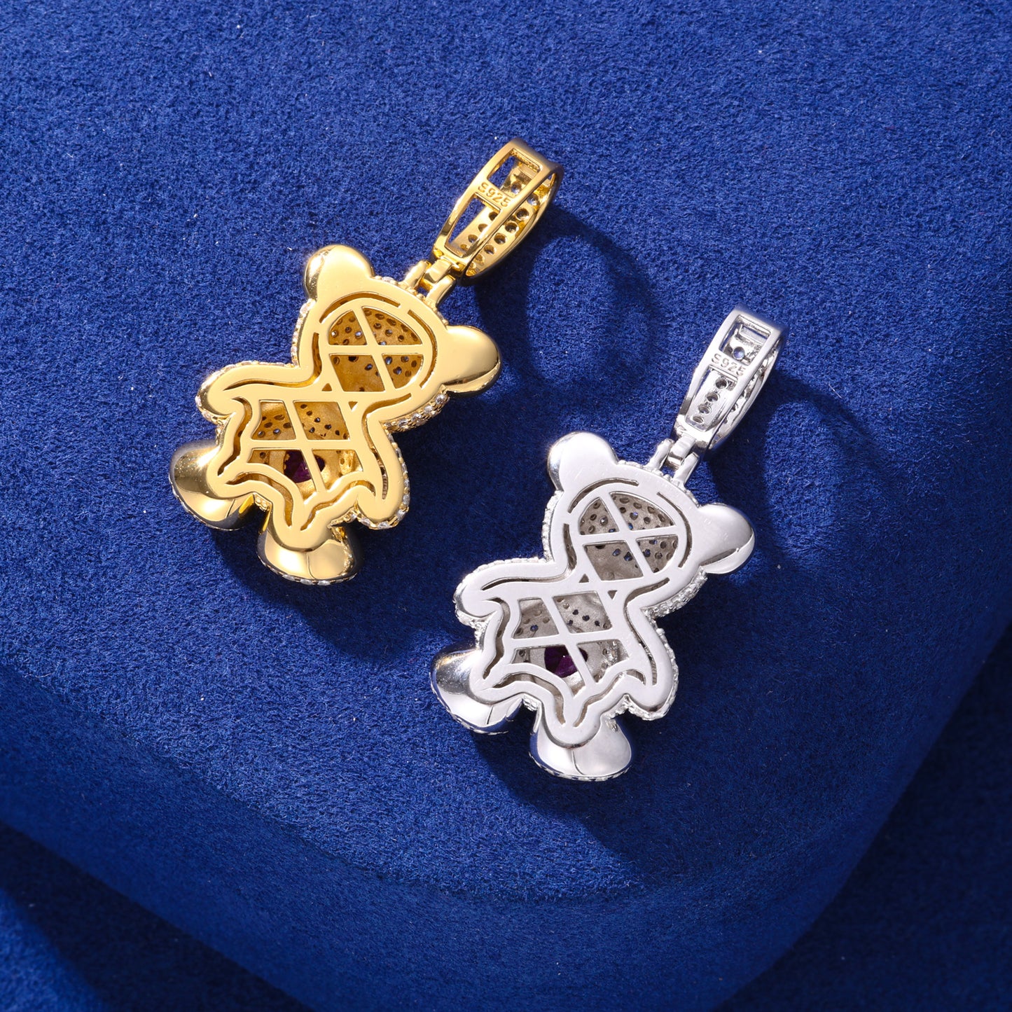 925 Silver Moissanite Heart Bear Pendant for Men TQP0696
