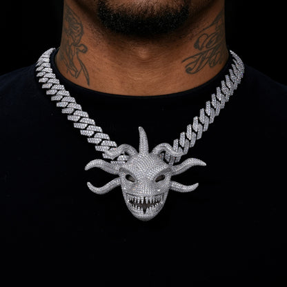 925 Silver Moissanite Oversized Monster Mask Pendant TQP0888