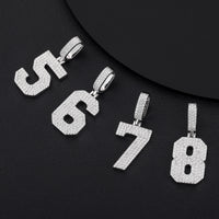 925 Silver Moissanite Iced Out Number Pendant TQP0170