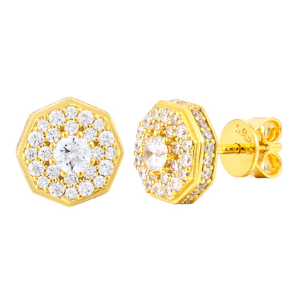 925 Silver Moissanite Octagon Halo Cluster Stud Earrings TQE0614