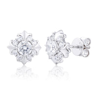 925 Silver Moissanite Starburst Floral Stud Earrings TQE0621