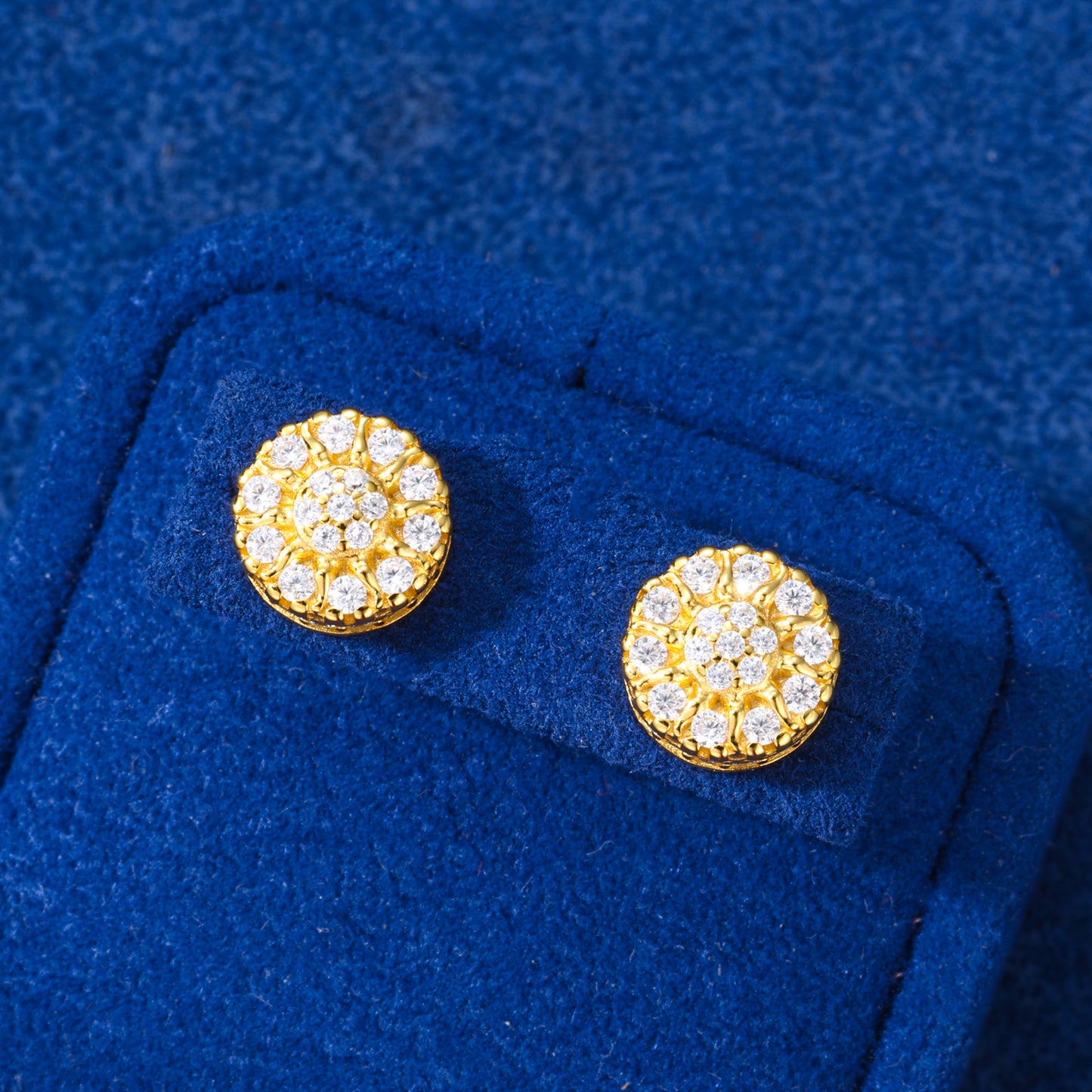 925 Silver Moissanite Sunburst Cluster Stud Earrings TQE0581