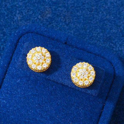 925 Silver Moissanite Sunburst Cluster Stud Earrings TQE0581