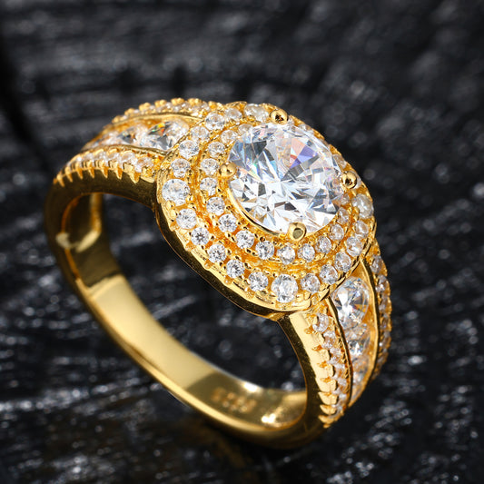 925 Silver Moissanite Round Cluster Halo Ring TQR0488