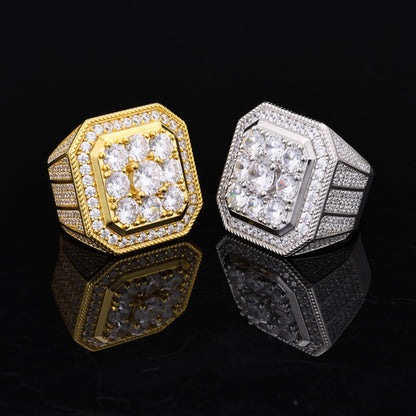 925 Silver Moissanite Square Cluster Signet Ring for Men TQR0357
