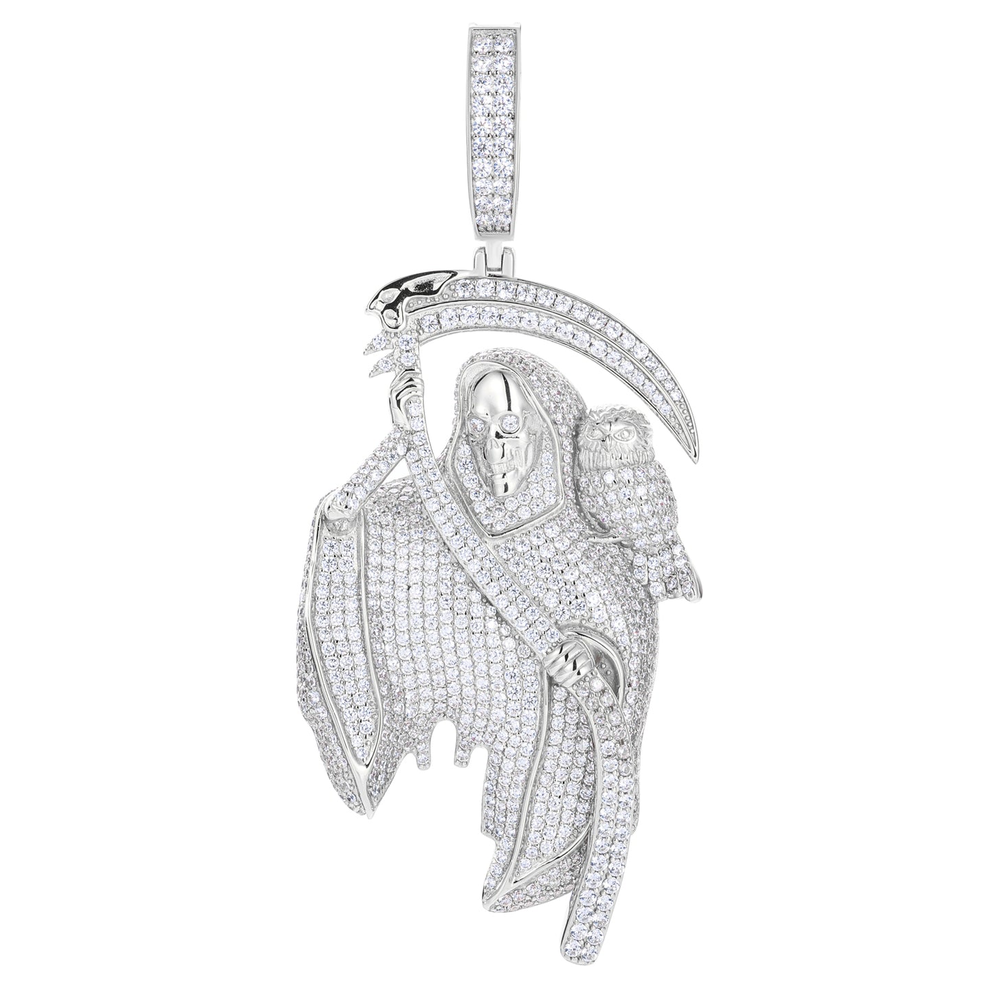 925 Silver Moissanite Grim Reaper Owl Pendant TQP0535