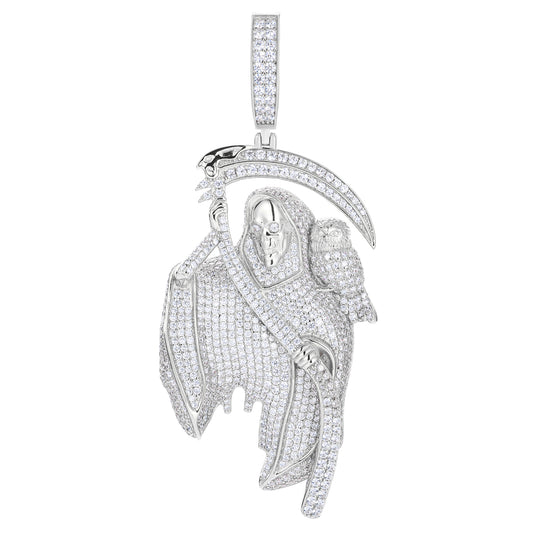 925 Silver Moissanite Grim Reaper Owl Pendant TQP0535