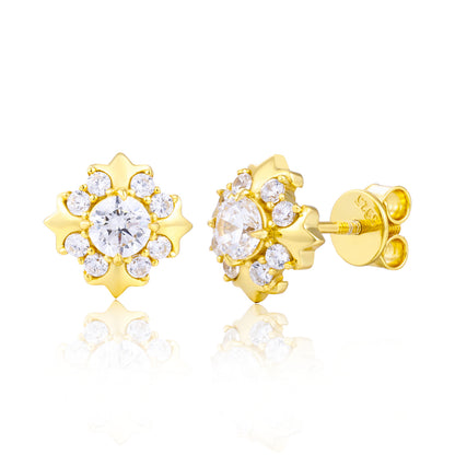925 Silver Moissanite Starburst Floral Stud Earrings TQE0621