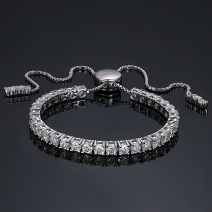 925 Silver Moissanite Adjustable Bolo Tennis Bracelet TQB0097