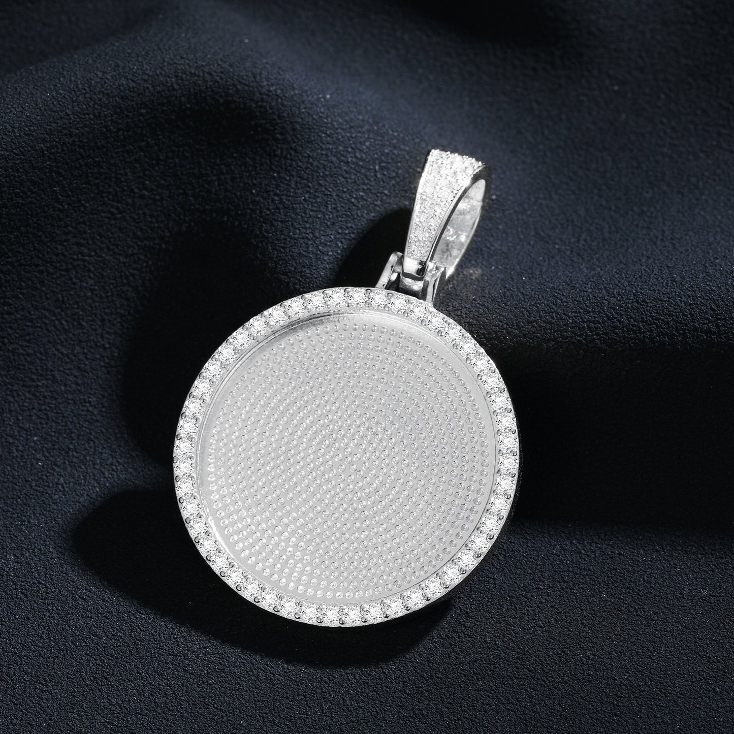 925 Silver Moissanite Iced Out Custom Photo Pendant TQP0082