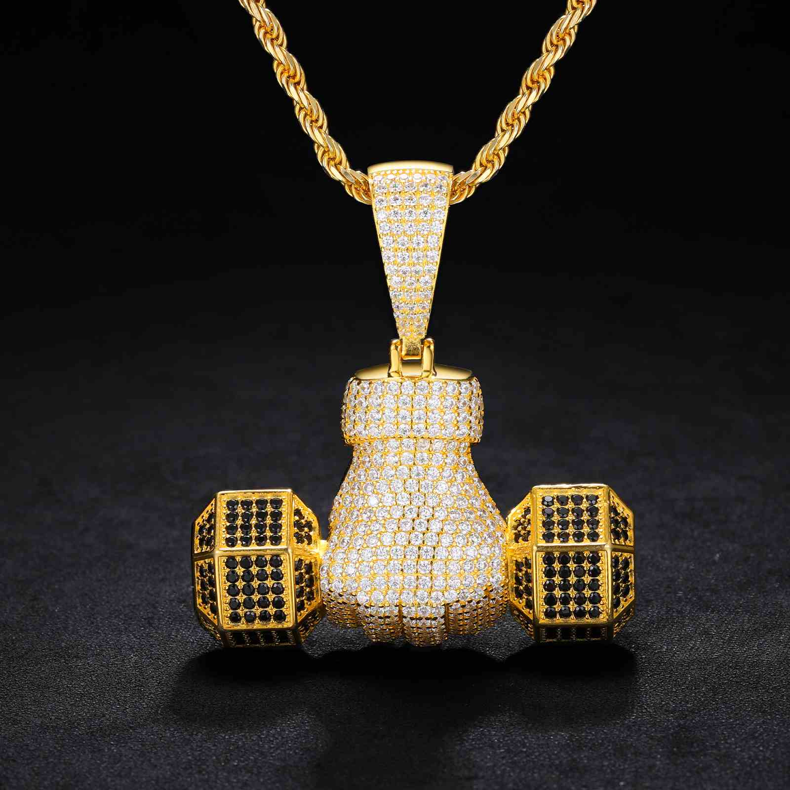 Iced Out Dumbbell Pendant