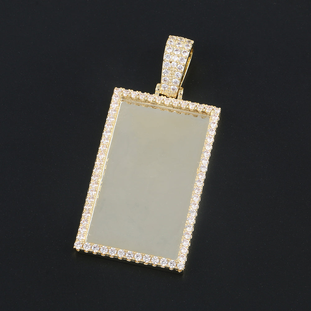 Custom Photo Rectangle Pendant Iced Memory Picture Jewelry CZP0255