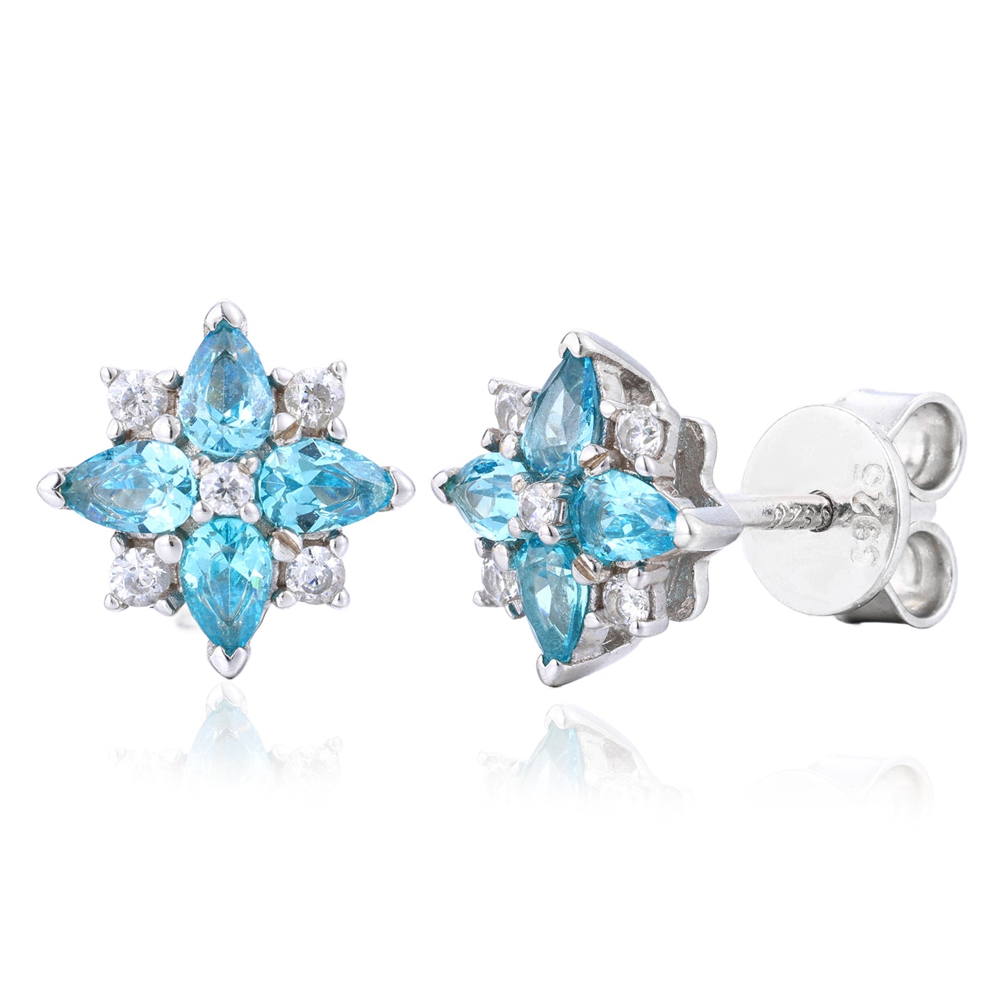 925 Silver Moissanite Floral Star Cluster Stud Earrings TQE0562