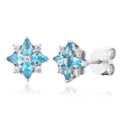 925 Silver Moissanite Floral Star Cluster Stud Earrings TQE0562
