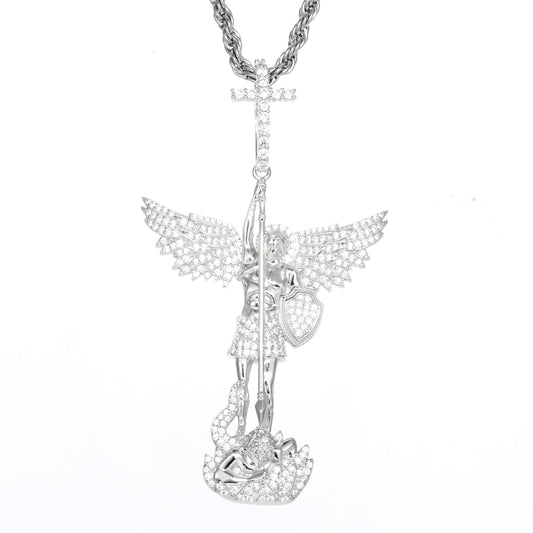 925 Silver Moissanite Warrior Angel Pendant TQP0531