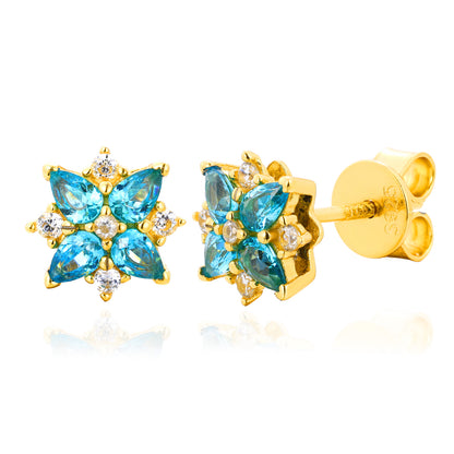 925 Silver Moissanite Floral Star Cluster Stud Earrings TQE0562