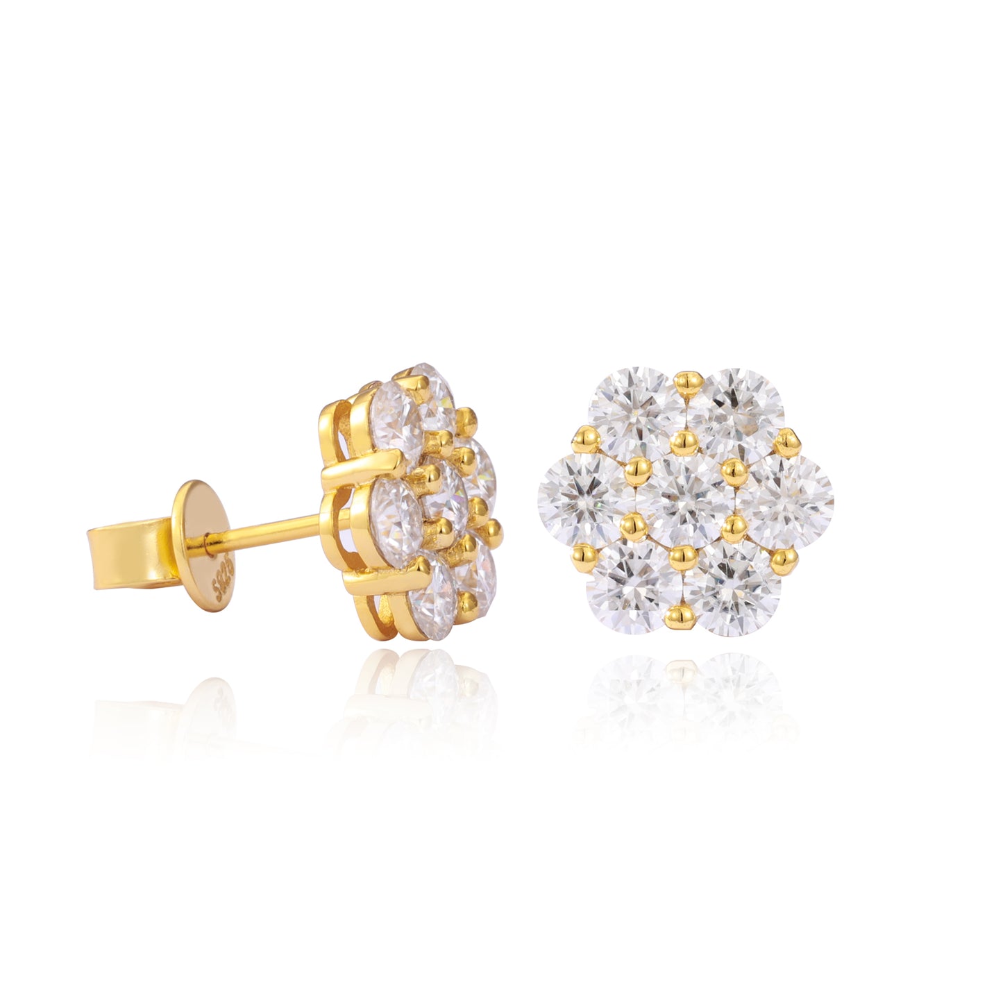 925 Silver Moissanite Seven Stone Floral Cluster Stud Earrings TQE0266