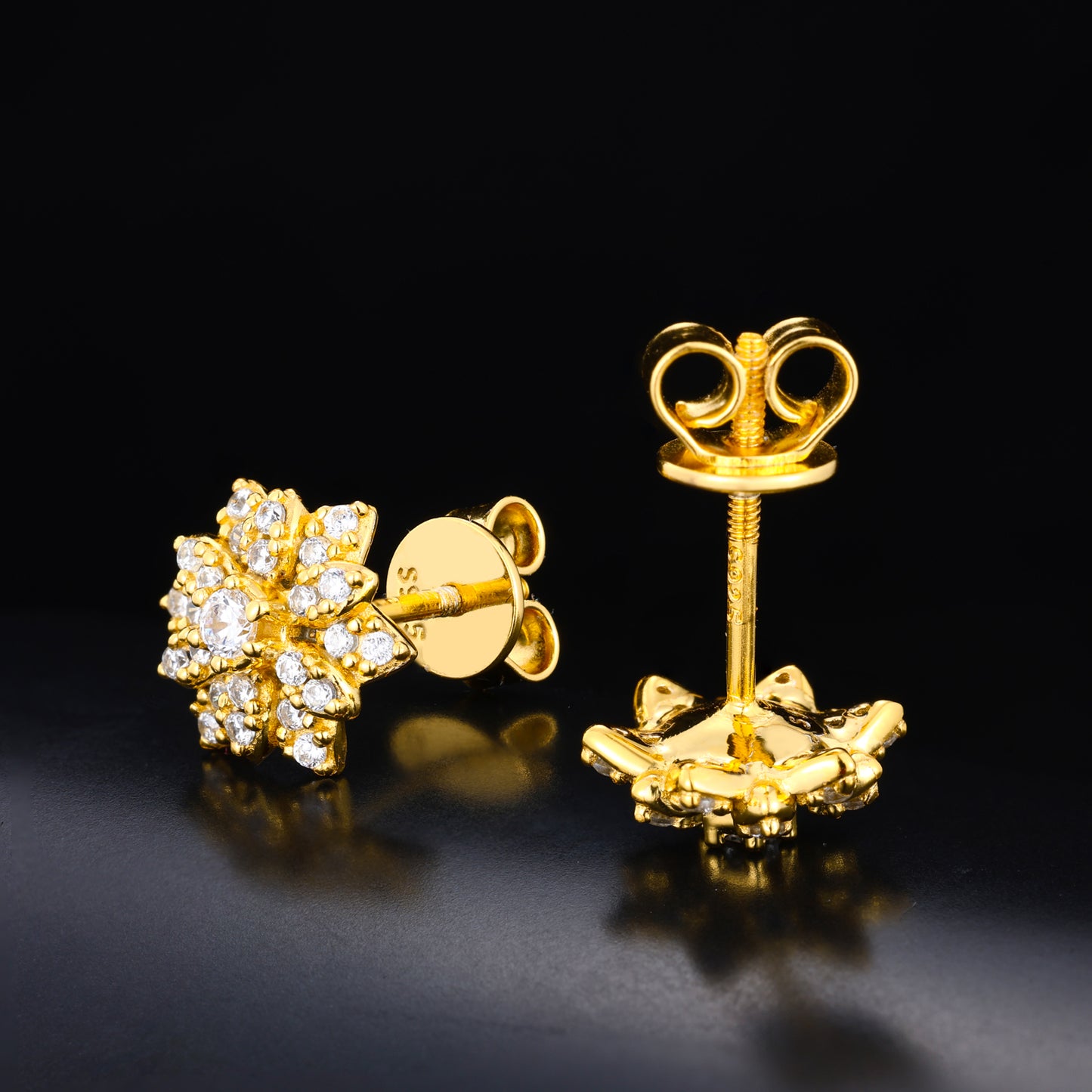 925 Silver Moissanite Double Layer Flower Cluster Stud Earrings TQE0598