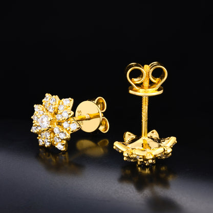925 Silver Moissanite Double Layer Flower Cluster Stud Earrings TQE0598