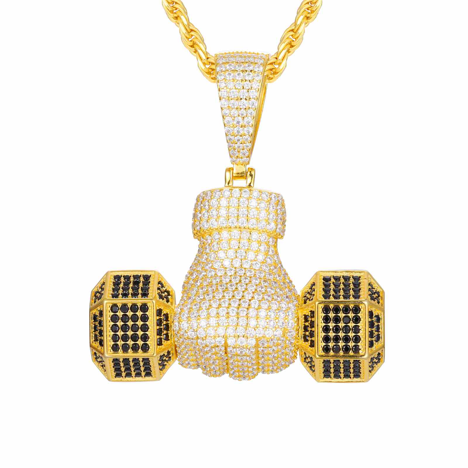 Iced Out Dumbbell Pendant