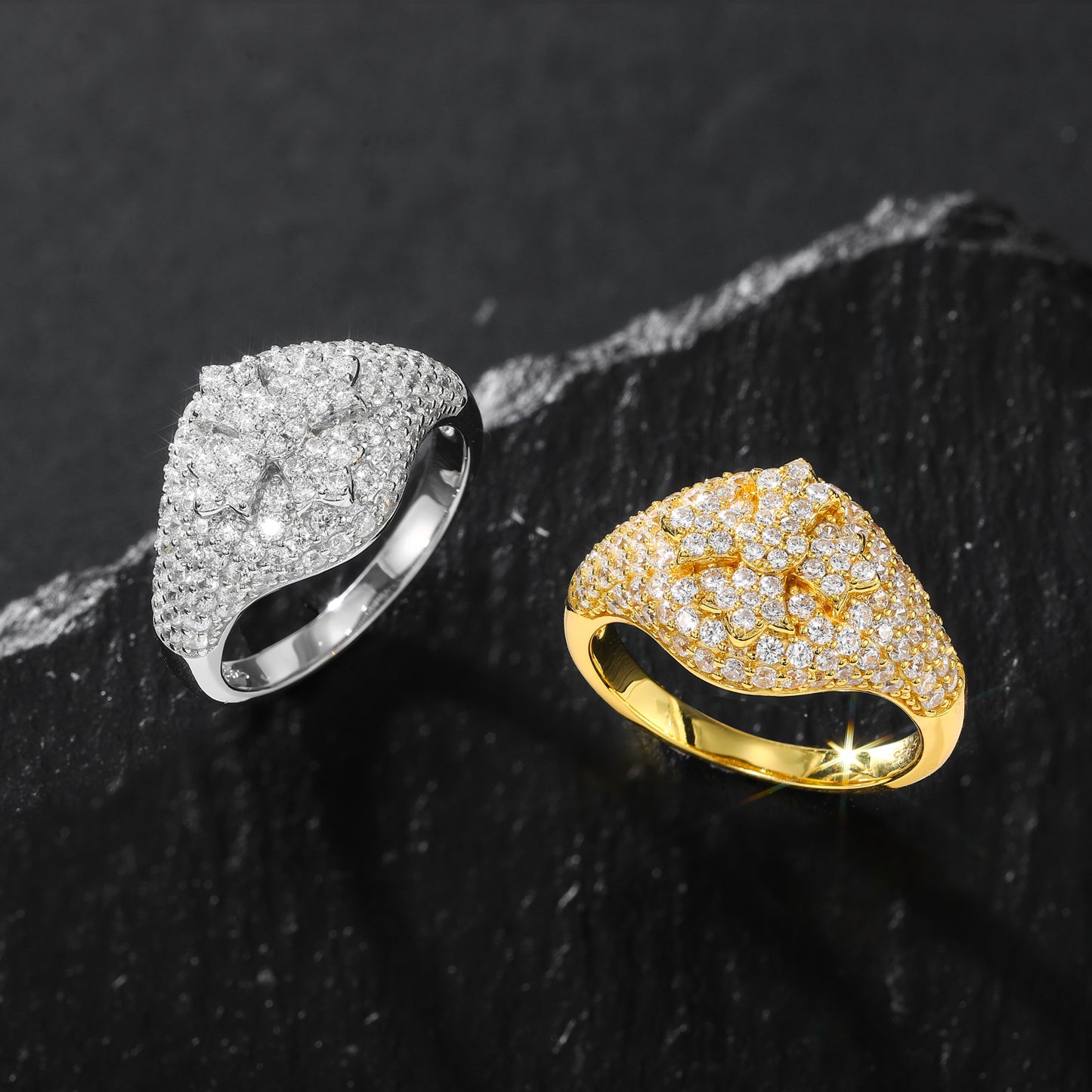925 Silver Moissanite Geometric Pave Dome Ring for Men TQR0523