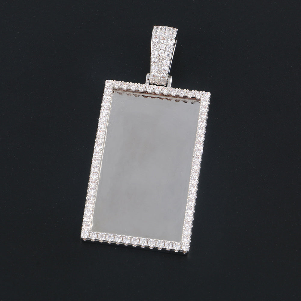 Custom Photo Rectangle Pendant Iced Memory Picture Jewelry CZP0255