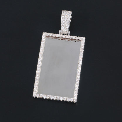 Custom Photo Rectangle Pendant Iced Memory Picture Jewelry CZP0255