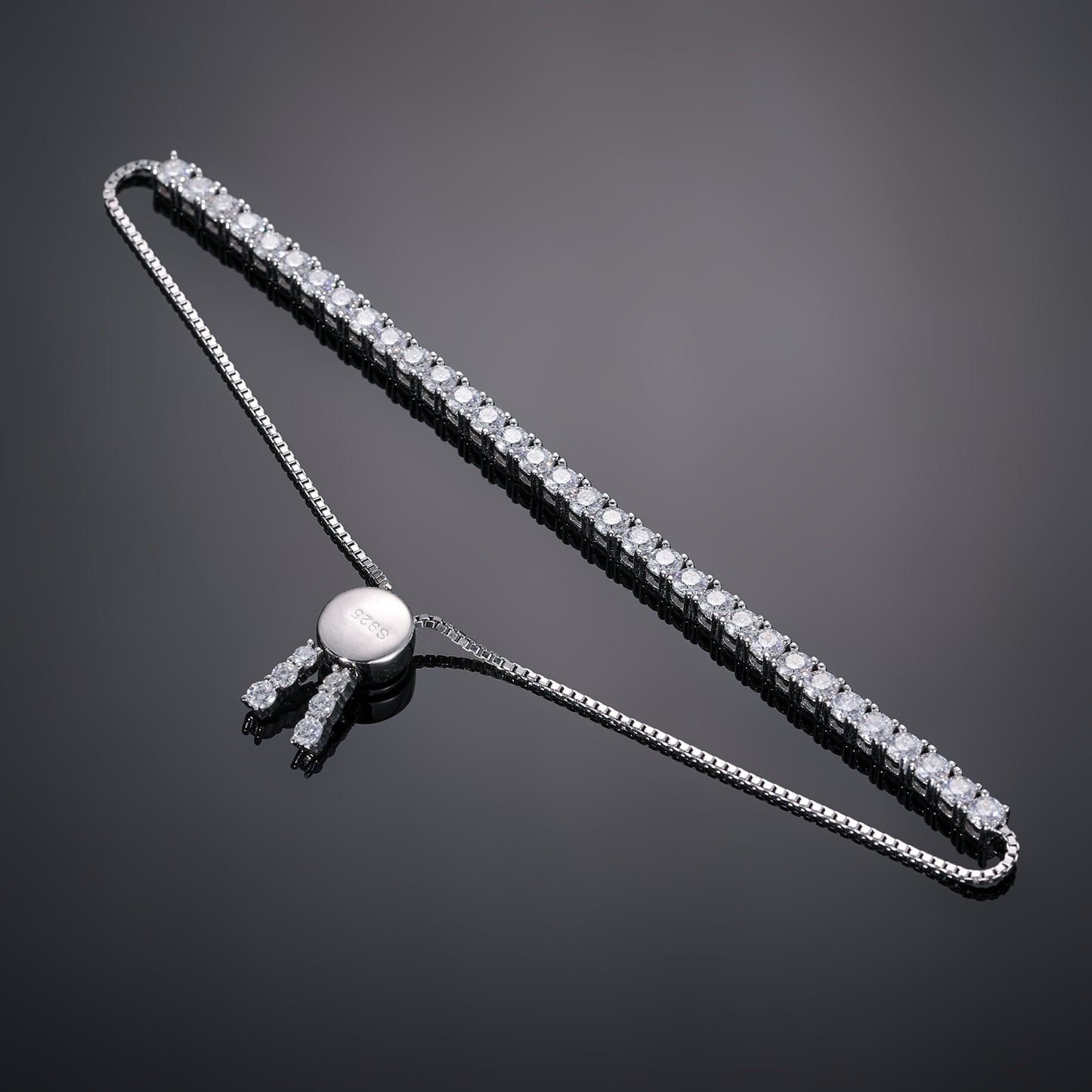 925 Silver Moissanite Adjustable Bolo Tennis Bracelet TQB0097