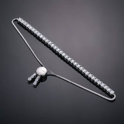 925 Silver Moissanite Adjustable Bolo Tennis Bracelet TQB0097