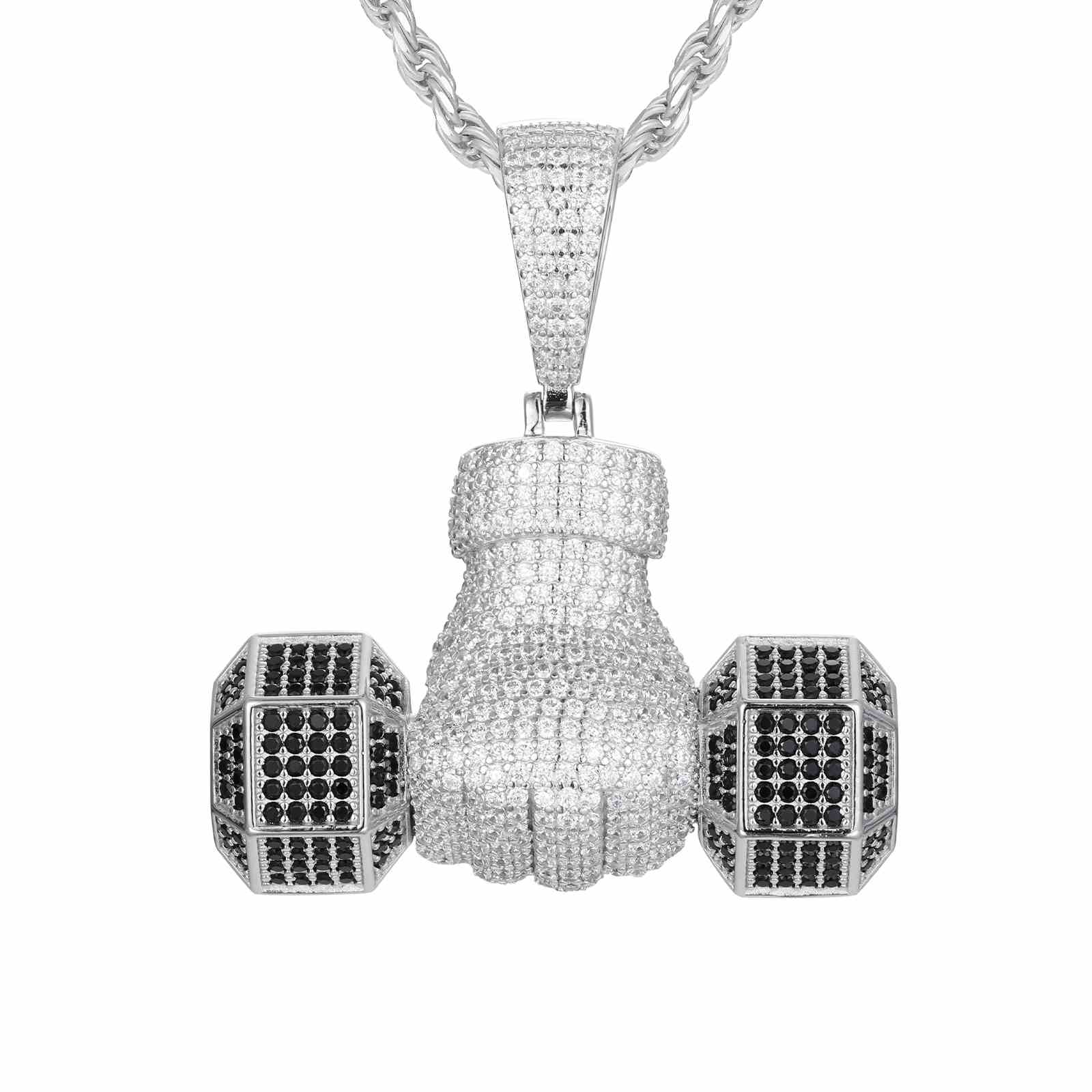 Iced Out Dumbbell Pendant