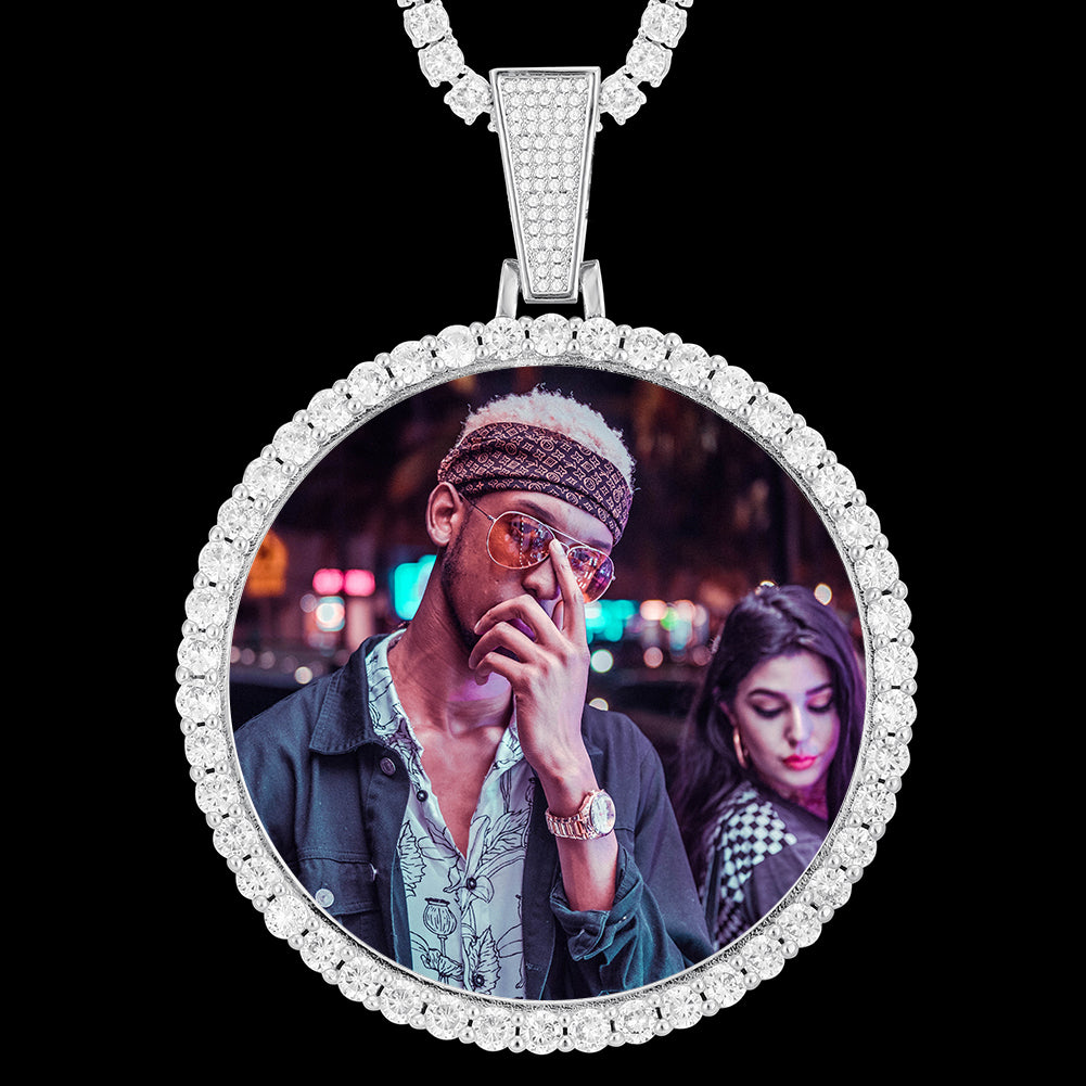 Custom Picture Circle Pendant Iced Hip Hop Photo Jewelry CZP0435