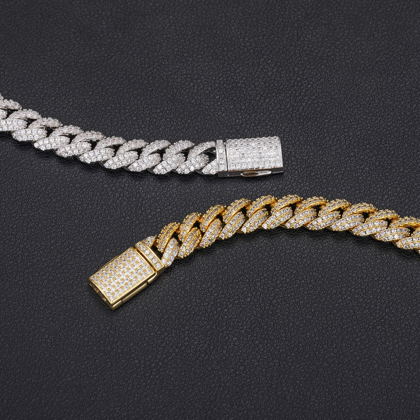 925 Silver Moissanite 10mm Iced Out Cuban Link Bracelet for Men TQB0030