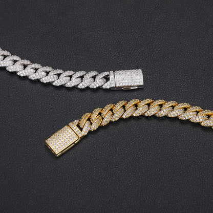 925 Silver Moissanite 10mm Iced Out Cuban Link Bracelet for Men TQB0030